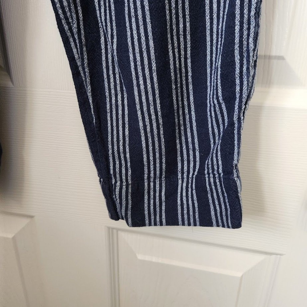 Loft Outlet Navy White Striped High Rise Straight Leg Linen Pants Size 4 171 - Picture 6 of 6